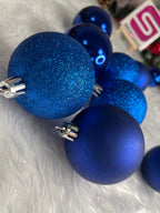 Set globuri de Craciun, 30 bucati, 3 modele, 6cm, albastru