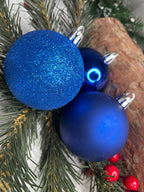 Set globuri de Craciun, 30 bucati, 3 modele, 6cm, albastru