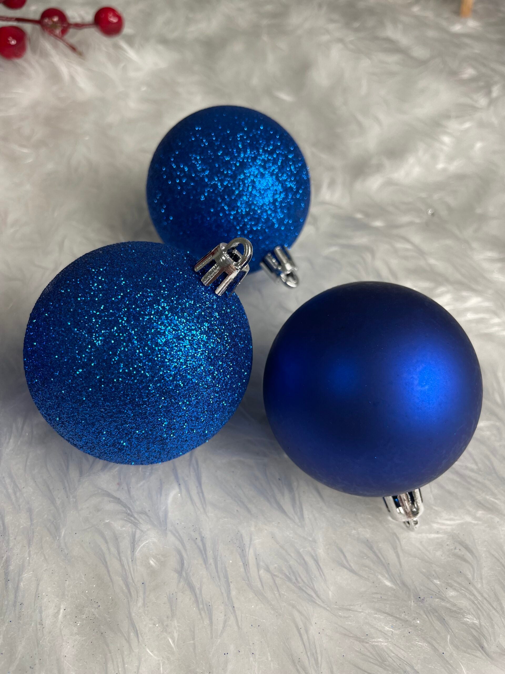 Set globuri de Craciun, 30 bucati, 3 modele, 6cm, albastru