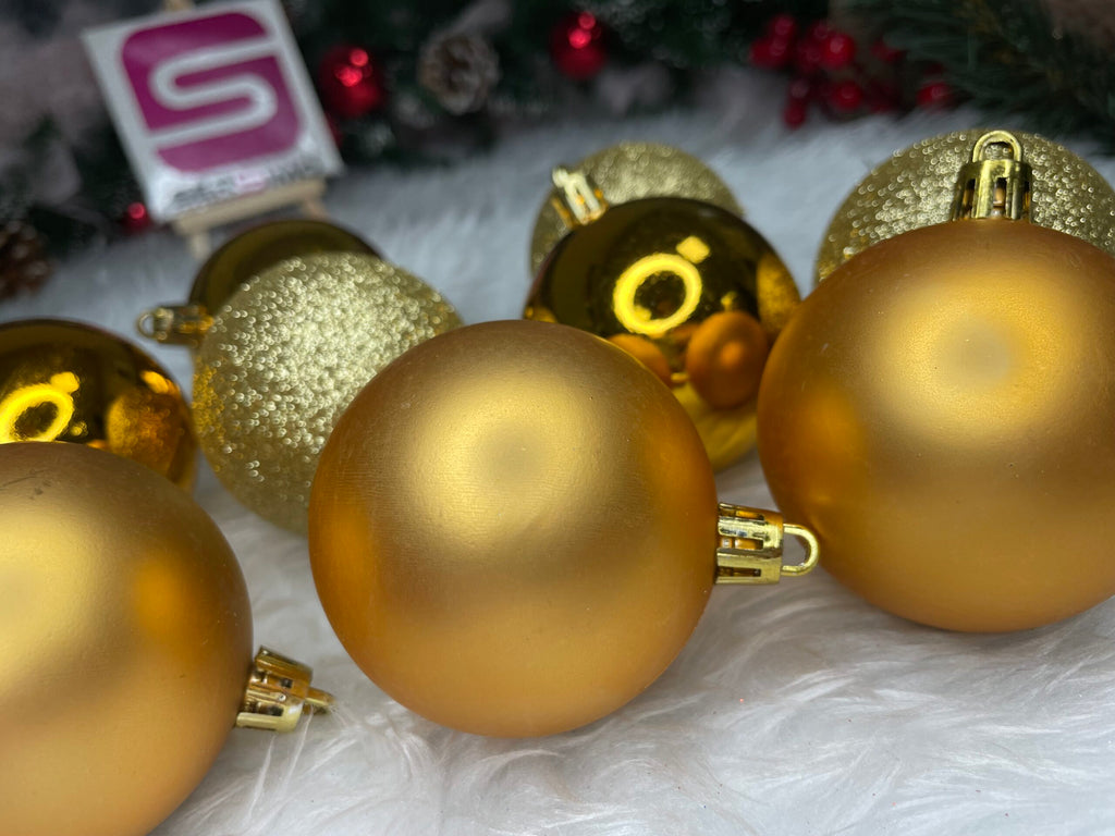 Set globuri de Craciun, 30 bucati, 3 modele, 6cm, auriu