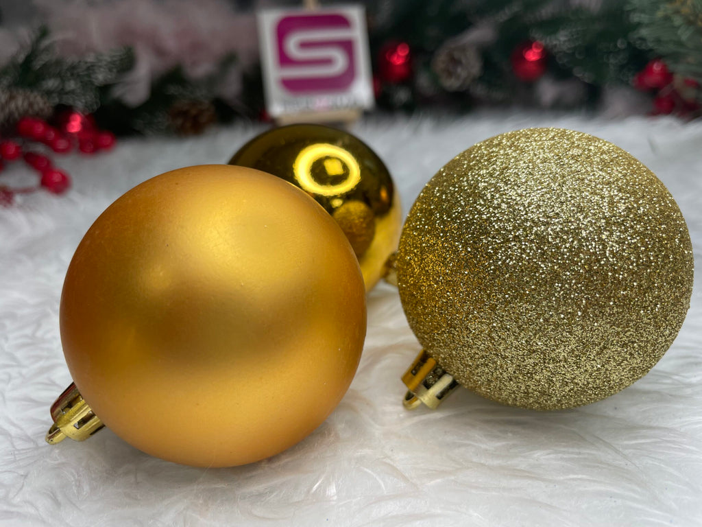 Set globuri de Craciun, 30 bucati, 3 modele, 6cm, auriu