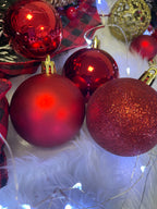 Set globuri de Craciun, 100 bucati, 3-6cm, rosu auriu