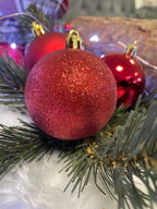 Set globuri de Craciun, 100 bucati, 3-6cm, rosu auriu