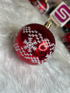 Set globuri de Craciun cu modele de sarbatori, 30 bucati, 7cm, alb rosu