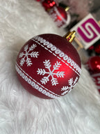 Set globuri de Craciun cu modele de sarbatori, 30 bucati, 7cm, alb rosu