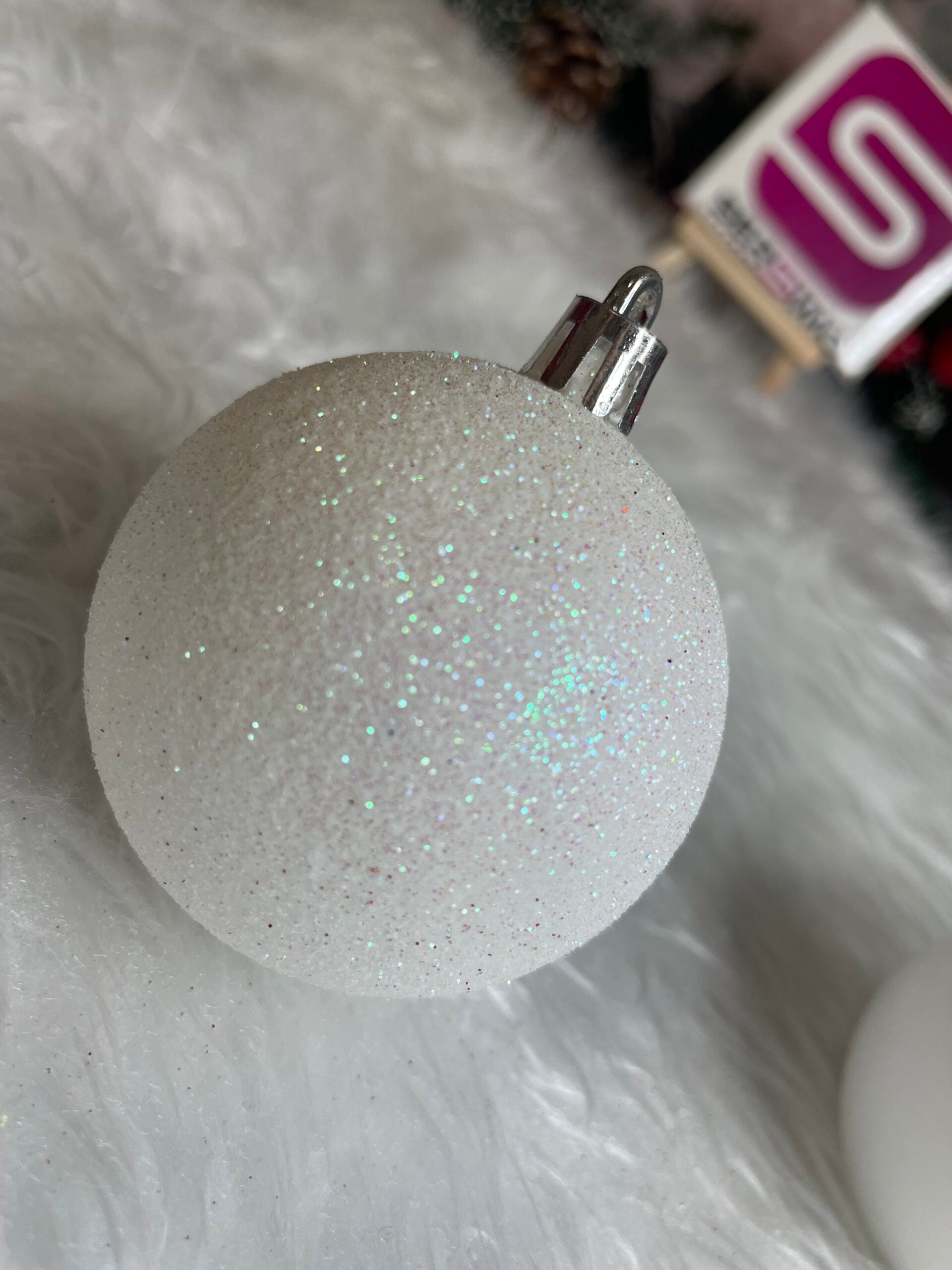 Set globuri de Craciun, 20 bucati, 6cm, alb perlat