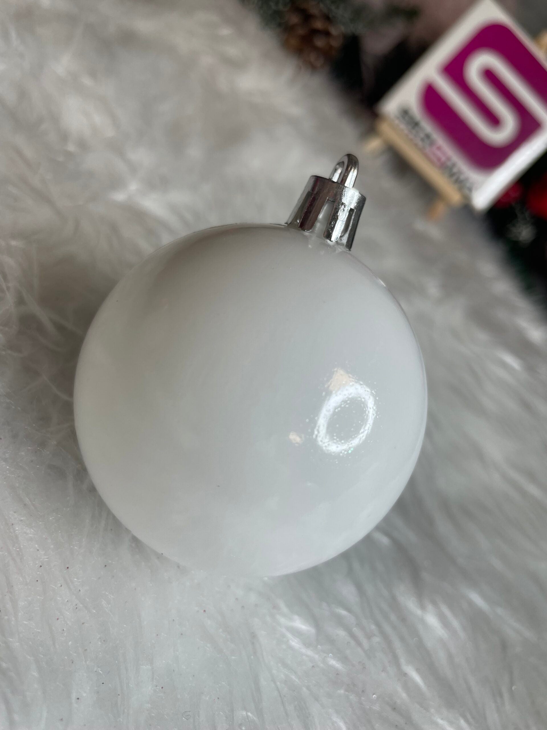 Set globuri de Craciun, 20 bucati, 6cm, alb perlat