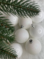 Set globuri de Craciun, 20 bucati, 6cm, alb perlat