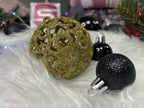 Set globuri de Craciun, 100 bucati, 3-6cm, negru auriu