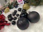 Set globuri de Craciun, 100 bucati, 3-6cm, negru auriu