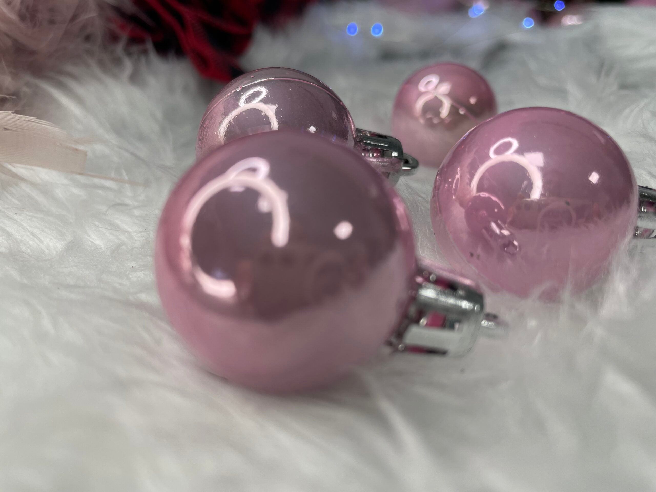 Set globuri de Craciun, 37 bucati, 3-8cm, roz