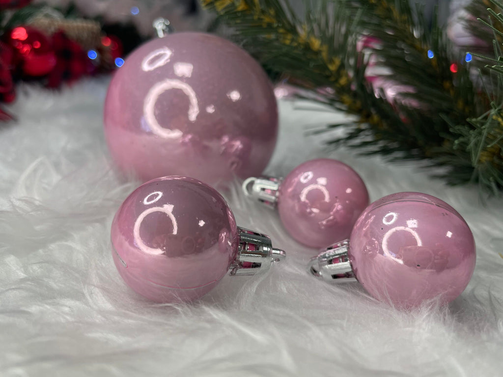 Set globuri de Craciun, 37 bucati, 3-8cm, roz