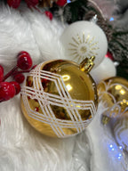 Set globuri de Craciun cu modele de sarbatori, 30 bucati, 7cm, alb auriu