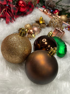 Set globuri si decoratiuni de Craciun, 101 piese, diverse dimensiuni, roz auriu