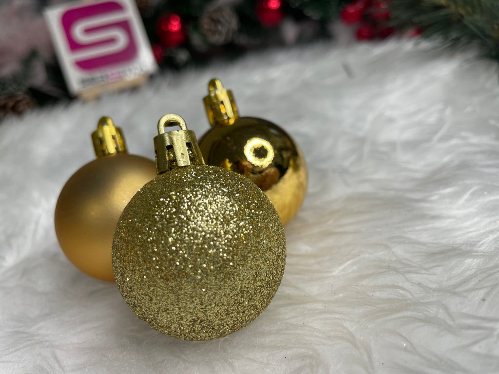 Set globuri de Craciun, 20 bucati, 3 modele, 4cm, auriu