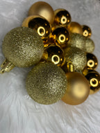 Set globuri de Craciun, 20 bucati, 3 modele, 4cm, auriu