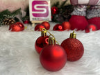 Set globuri de Craciun, 20 bucati, 3 modele, 4cm, rosu