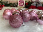 Set globuri de Craciun, 20 bucati, 3 modele, 4cm, roz