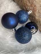 Set globuri de Craciun, 20 bucati, 3 modele, 4cm, albastru inchis