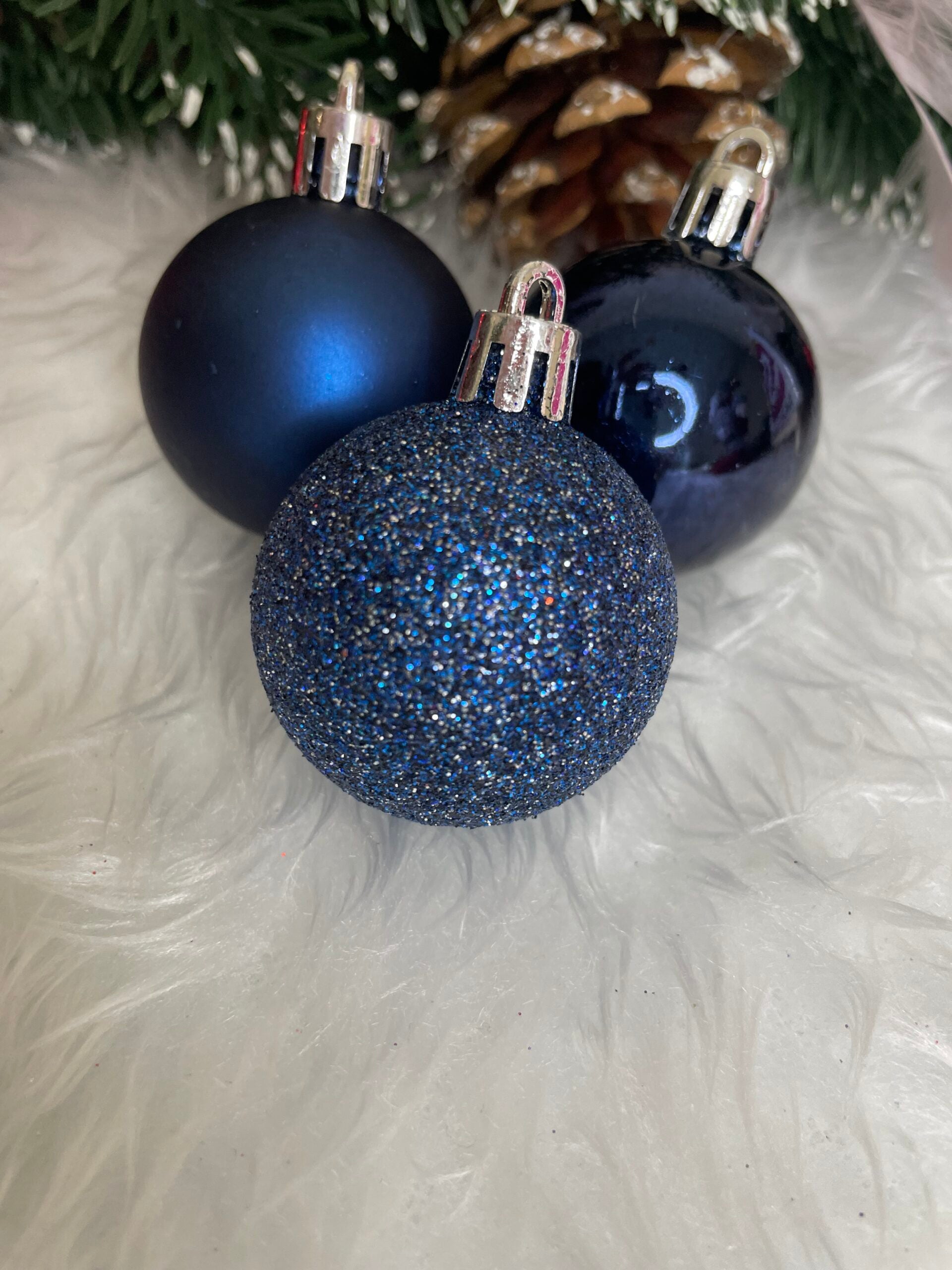 Set globuri de Craciun, 20 bucati, 3 modele, 4cm, albastru inchis