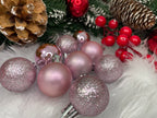 Set globuri de Craciun, 30 bucati, 3 modele, 3cm, roz