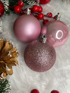 Set globuri de Craciun, 20 bucati, 5 modele, 6cm, roz