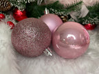 Set globuri de Craciun, 20 bucati, 5 modele, 6cm, roz