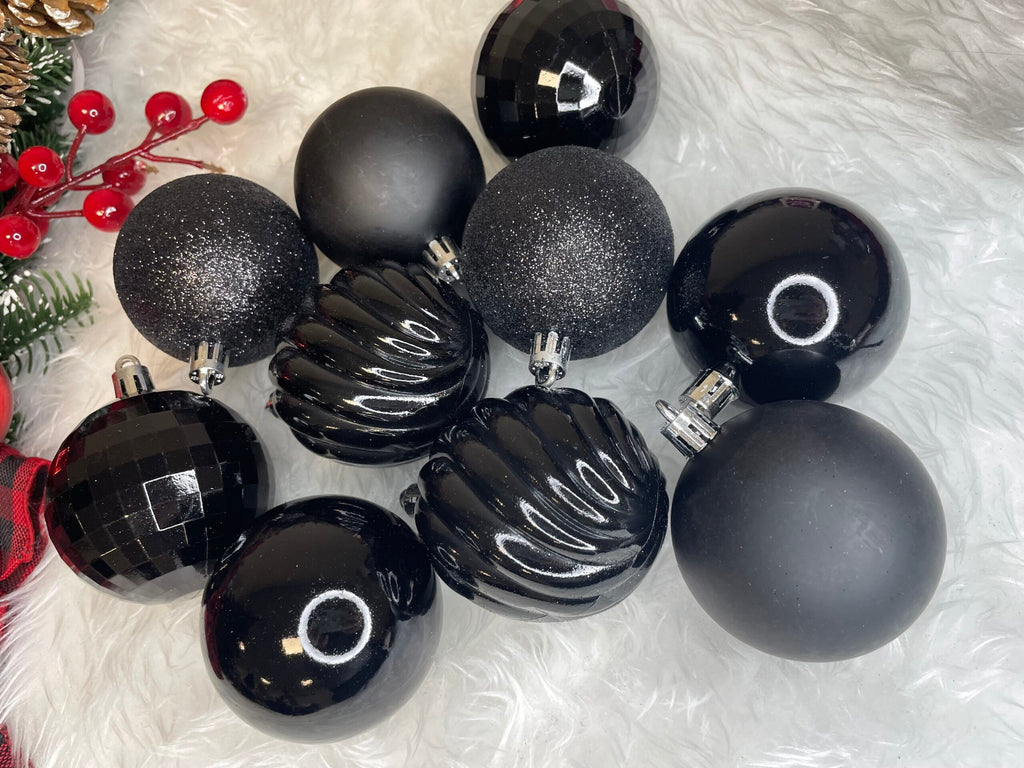 Set globuri de Craciun, 20 bucati, 5 modele, 6cm, negru