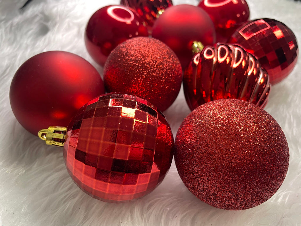 Set globuri de Craciun, 20 bucati, 5 modele, 6cm, rosu