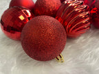 Set globuri de Craciun, 20 bucati, 5 modele, 6cm, rosu