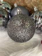 Set globuri de Craciun, 20 bucati, 5 modele, 6cm, argintiu