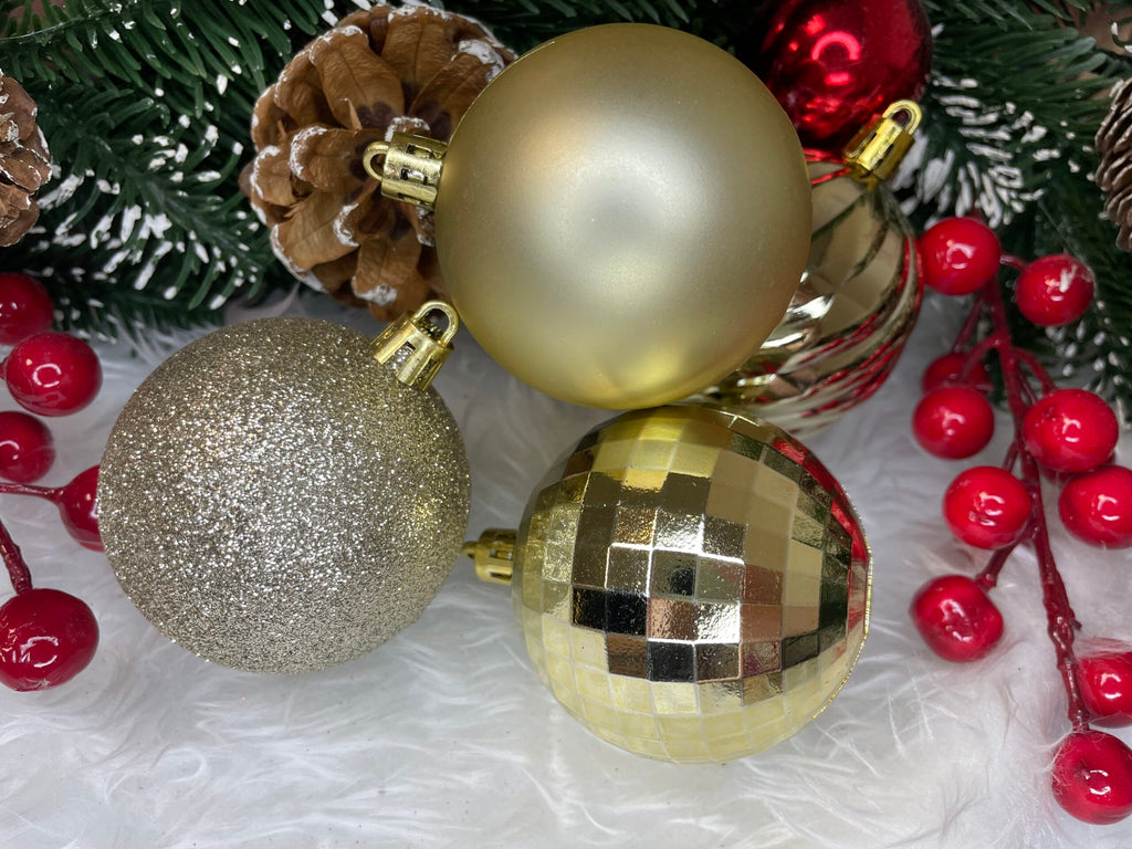 Set globuri de Craciun, 20 bucati, 5 modele, 6cm, auriu