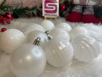 Set globuri de Craciun, 20 bucati, 5 modele, 6cm, alb