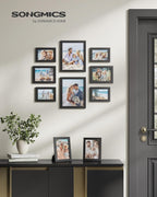 SONGMICS set rame foto 10 buc, 28x24 / 21x16 / 18x13 cm, negru, montaj perete sau birou, MDF si plastic