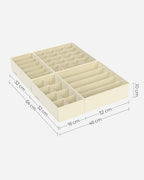 SONGMICS Organizator lenjerie set 8 cutii pliabile din material textil, pentru sertare si dulap, bej