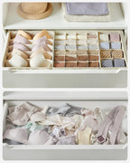 SONGMICS Organizator lenjerie set 8 cutii pliabile din material textil, pentru sertare si dulap, bej