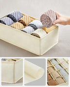 SONGMICS Organizator lenjerie set 8 cutii pliabile din material textil, pentru sertare si dulap, bej