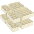 SONGMICS Organizator lenjerie set 8 cutii pliabile din material textil, pentru sertare si dulap, bej