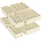 SONGMICS Organizator lenjerie set 8 cutii pliabile din material textil, pentru sertare si dulap, bej
