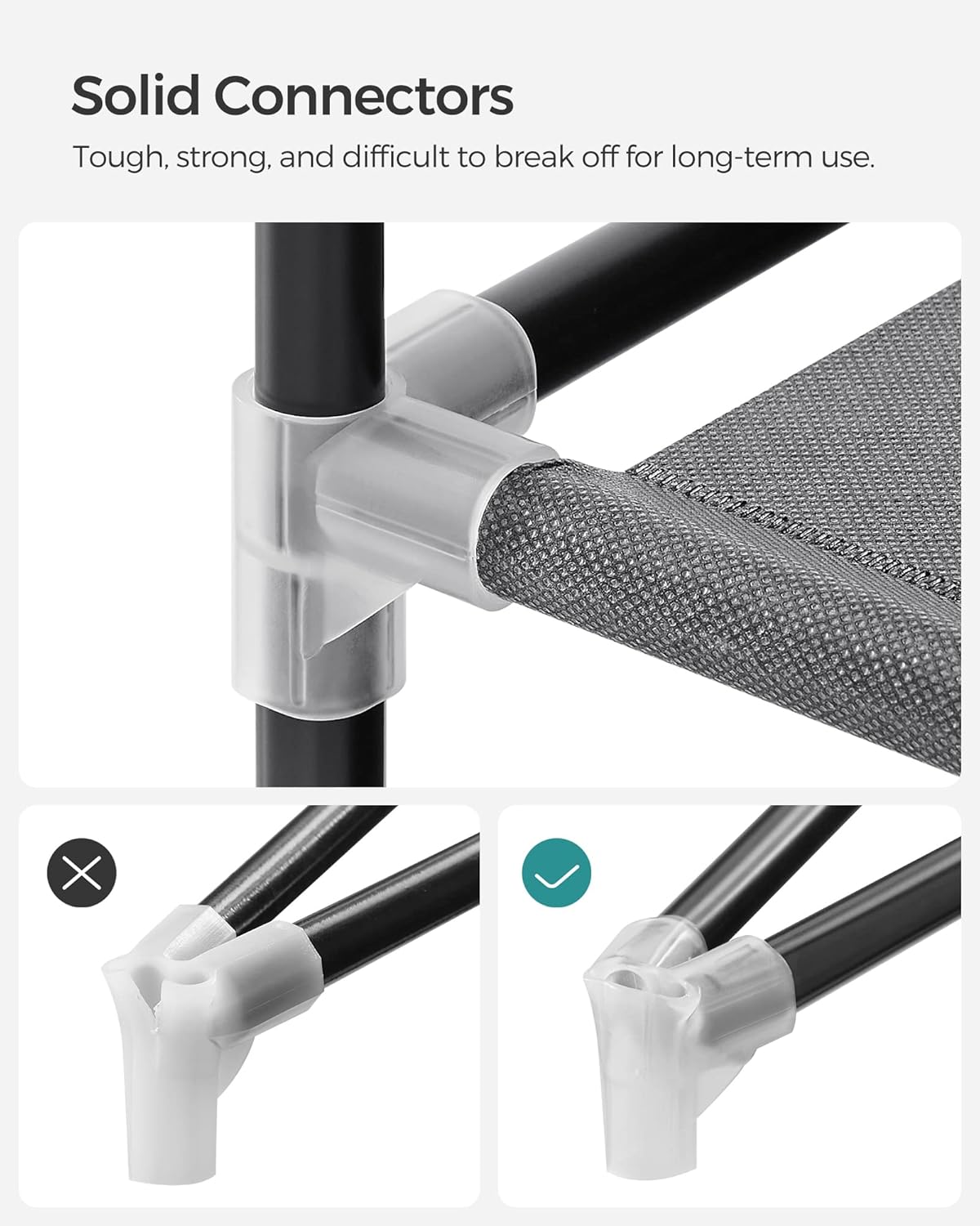 SONGMICS Dulap textil garderoba, 2 compartimente haine cu rafturi, cadru metalic, 127x45x176 cm, negru