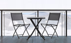 Set mobilier balcon pliabil cu masa sticla si 2 scaune, structura metalica, 60x70 cm, negru