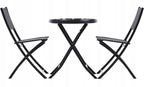Set mobilier balcon pliabil cu masa sticla si 2 scaune, structura metalica, 60x70 cm, negru