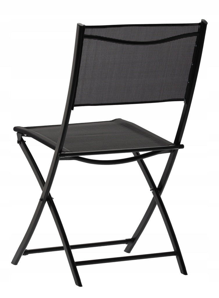Set mobilier balcon pliabil cu masa sticla si 2 scaune, structura metalica, 60x70 cm, negru
