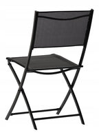 Set mobilier balcon pliabil cu masa sticla si 2 scaune, structura metalica, 60x70 cm, negru