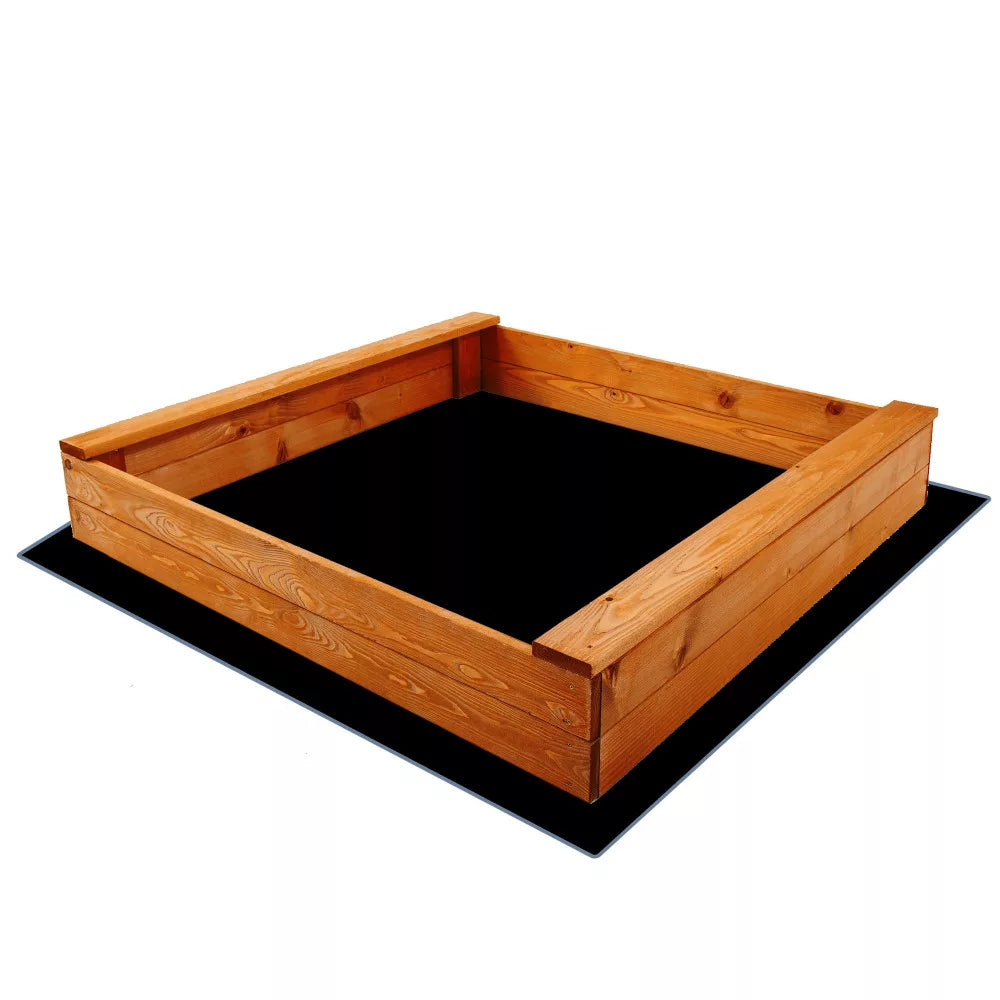 Ladita nisip din lemn 120x120 cm, cu margini rotunjite, maro natur