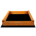 Ladita nisip din lemn 120x120 cm, cu margini rotunjite, maro natur