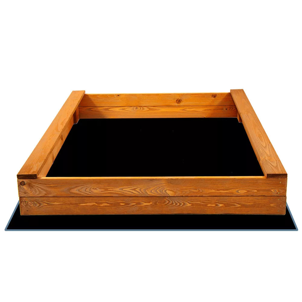 Ladita nisip din lemn 120x120 cm, cu margini rotunjite, maro natur