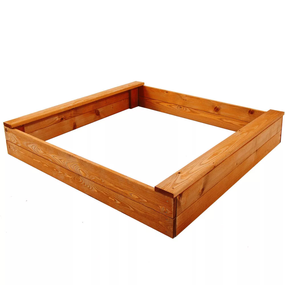 Ladita nisip din lemn 120x120 cm, cu margini rotunjite, maro natur