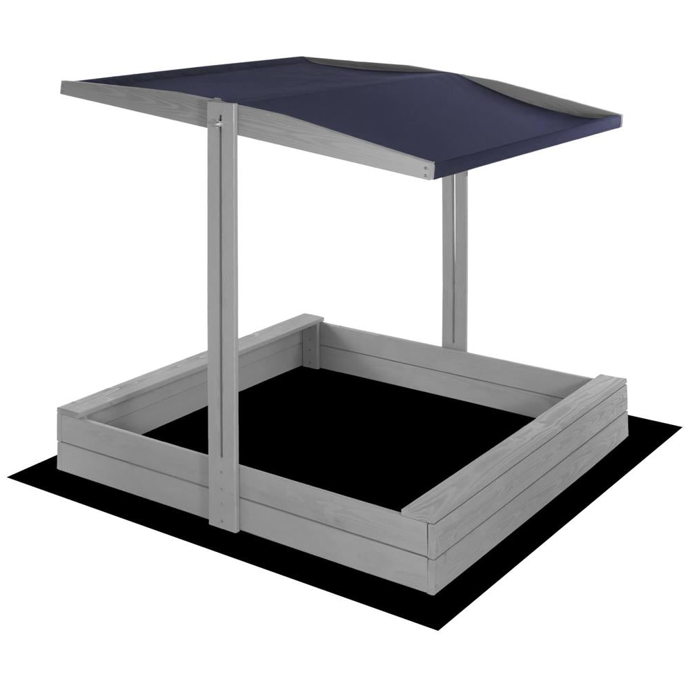 Lada nisip din lemn cu acoperis reglabil si capac, pliabila, 120x120x120 cm, gri