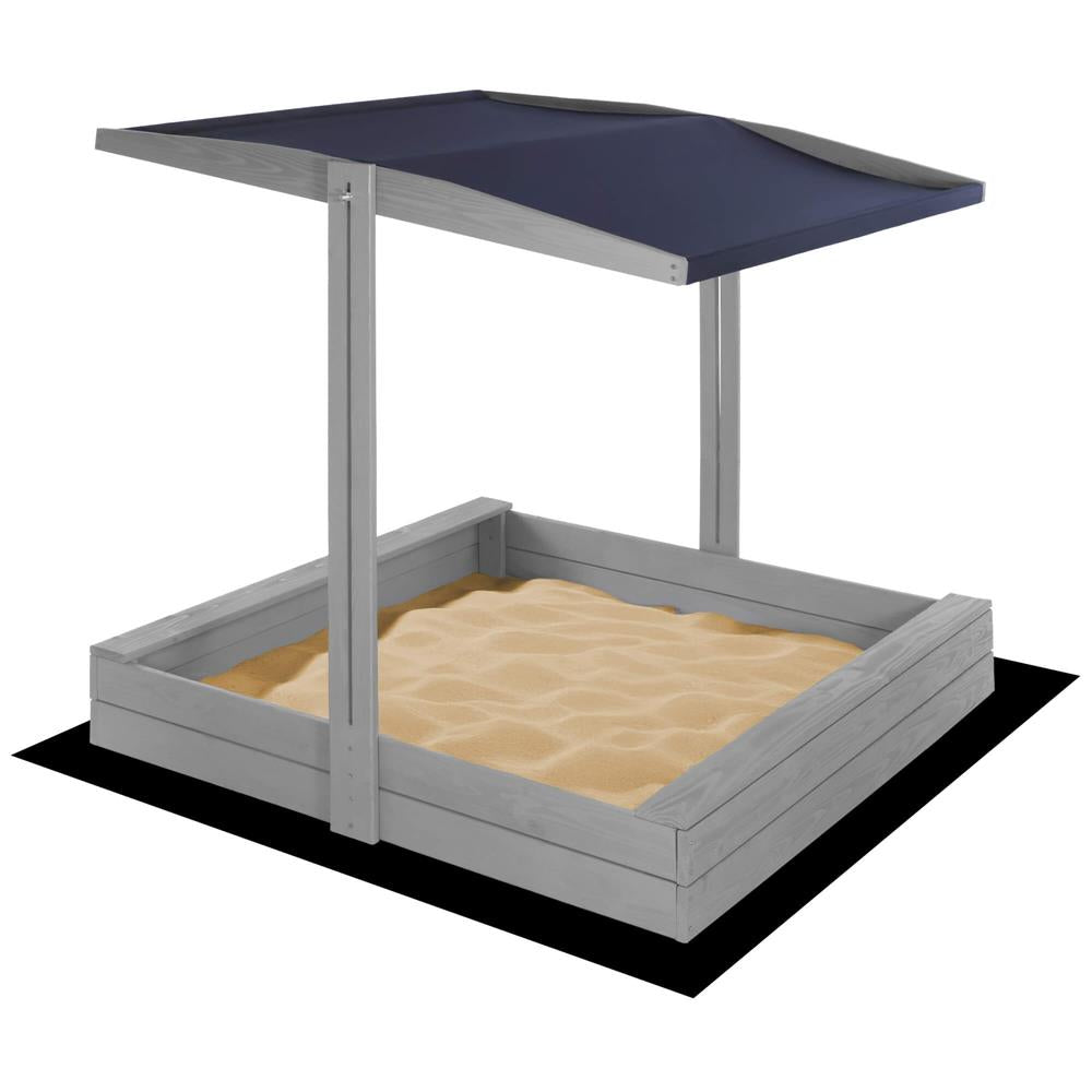 Lada nisip din lemn cu acoperis reglabil si capac, pliabila, 120x120x120 cm, gri